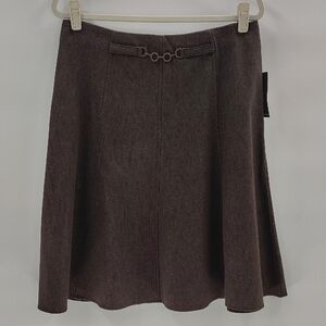 New York Clothing Co Brown 12 A Line Skirt Light Denim Zip Back Flowy Modest